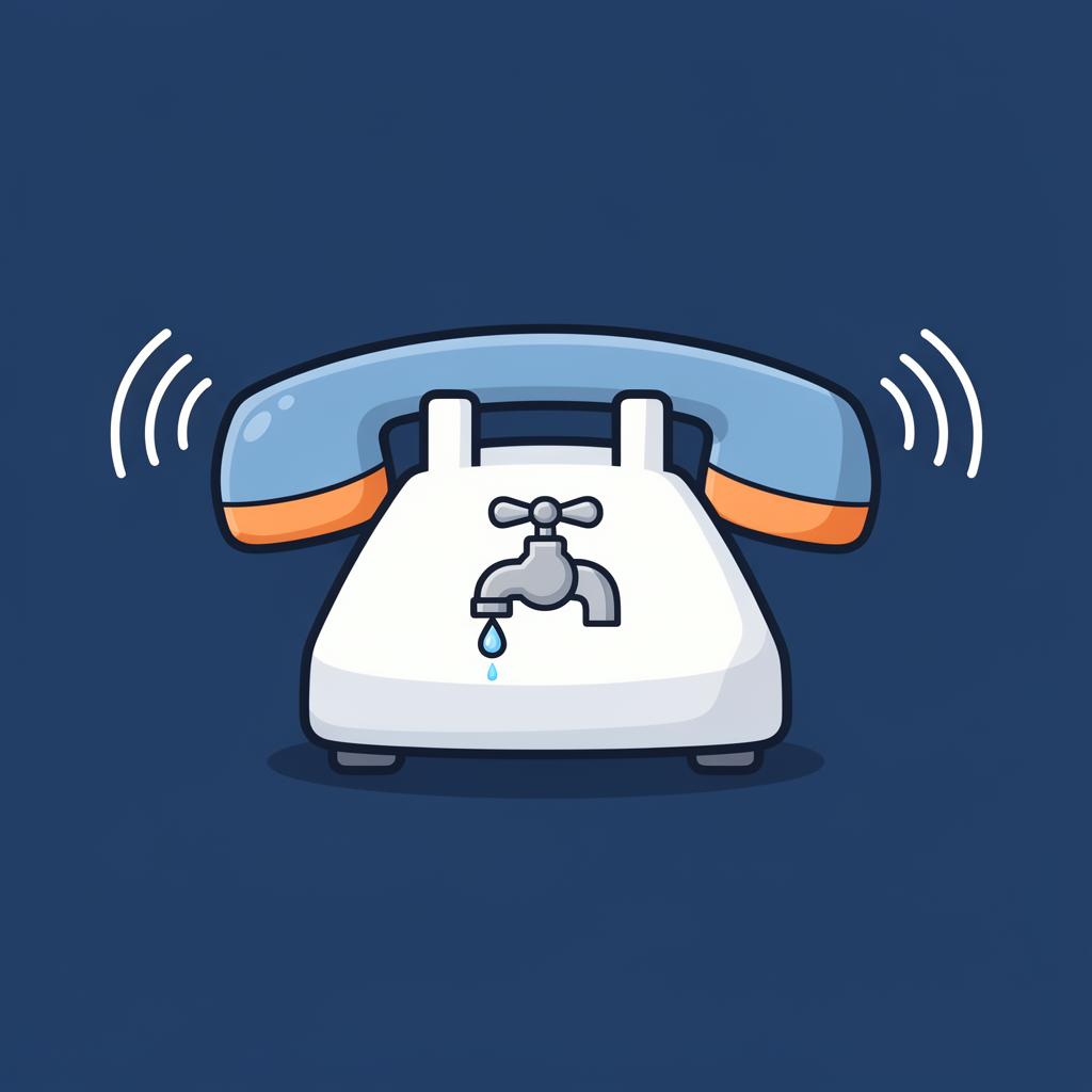 Cartoon phone with a dripping tap icon