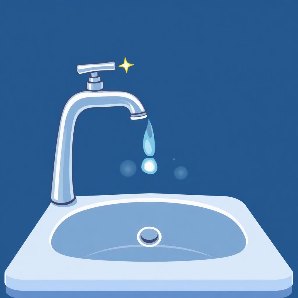 Cartoon sparkling clean tap and sink